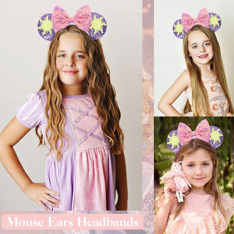 ETLUK Mouse Ears Headband, Princess Mouse Ears Bow Headbands for Women Girls, Cosplay Accessories Party Decorations (Purple) - Image 3
